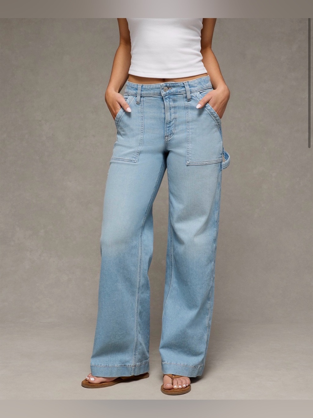 American Eagle Outfitters Dreamy Drape Stretch Super High Rise Wide leg jeans